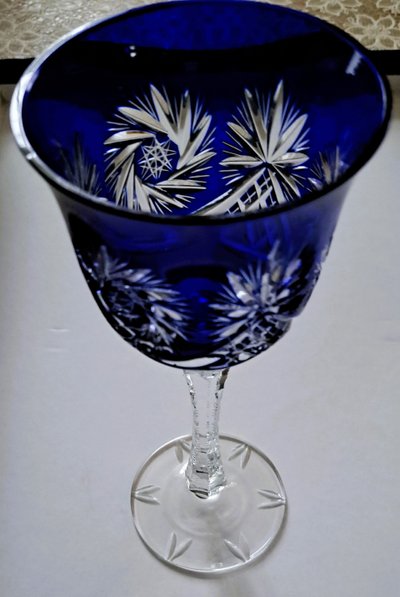 set of 6 colorful crystal wine glasses