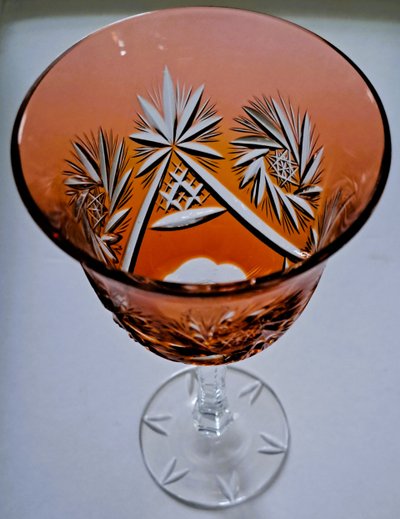 set of 6 colorful crystal wine glasses