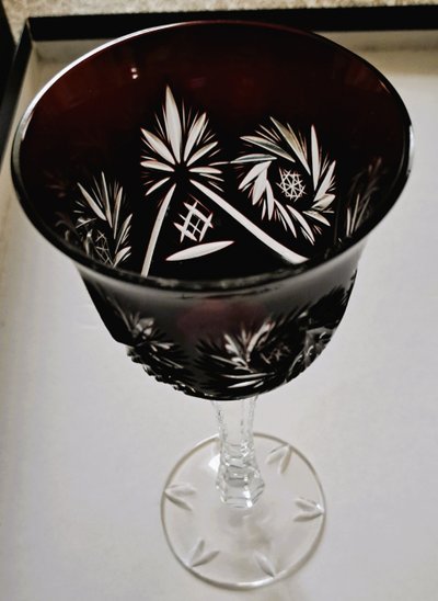 set of 6 colorful crystal wine glasses