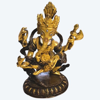 Statuette d'art d'Asie  ancienne en bronze de "Ganesh"