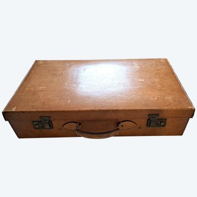 Light brown leather suitcase for men or women, early 20th century