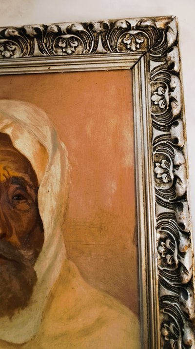Ritratto di uomo arabo olio su tavola di Louis Chiebert XX secolo