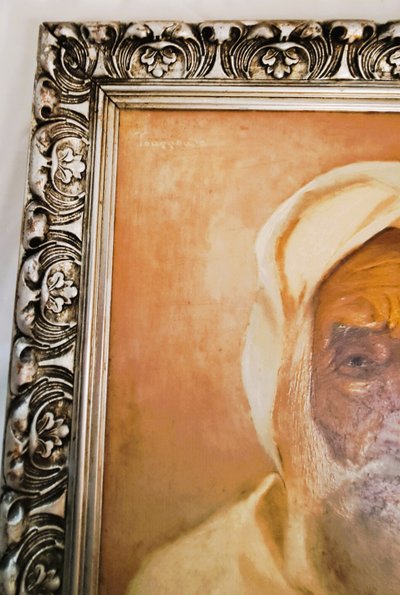 Ritratto di uomo arabo olio su tavola di Louis Chiebert XX secolo