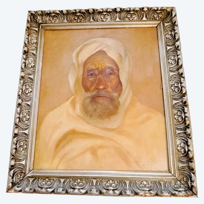 Ritratto di uomo arabo olio su tavola di Louis Chiebert XX secolo