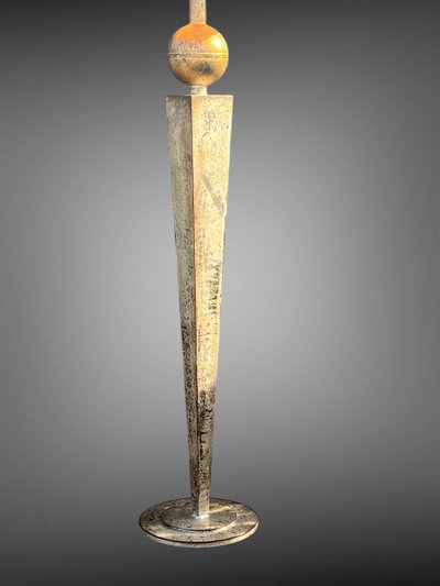 LARGE PAIR OF 70S LAMPS IN SILVER-PLATED METAL, 1.30 METRES HIGH