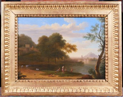 Pierre-Henri de Valenciennes (att. to) 1750-1819 Paysage d'Italie aux baigneurs, painting