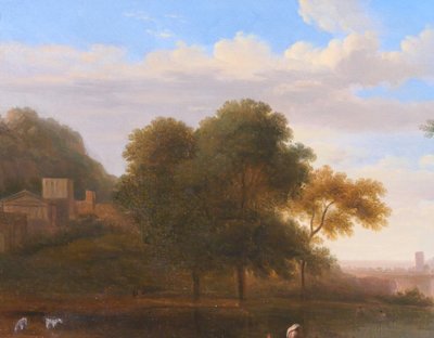 Pierre-Henri de Valenciennes (att. to) 1750-1819 Paysage d'Italie aux baigneurs, painting