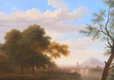 Pierre-Henri de Valenciennes (att. to) 1750-1819 Paysage d'Italie aux baigneurs, painting