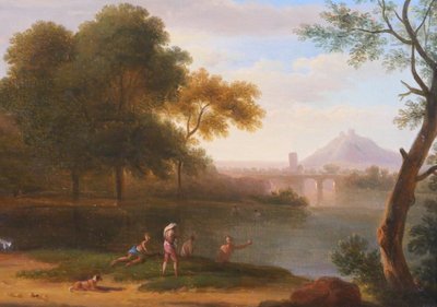 Pierre-Henri de Valenciennes (att. to) 1750-1819 Paysage d'Italie aux baigneurs, painting