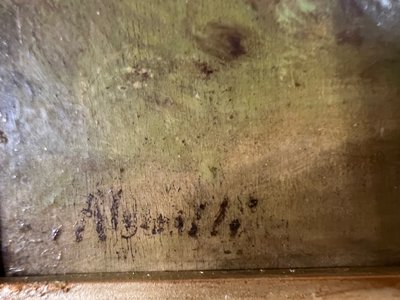École du XIXe siècle - Dans le goût de Barbizon "Berger et son troupeau en forêt"