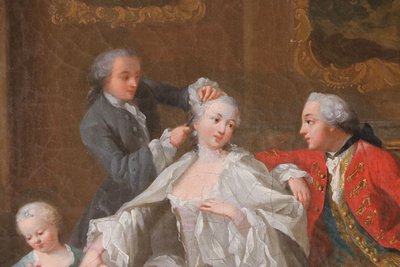 Attribué à Joseph FLIPART  (1721-1797).  Femme à sa toilette