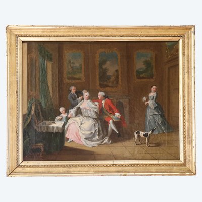 Attribué à Joseph FLIPART  (1721-1797).  Femme à sa toilette