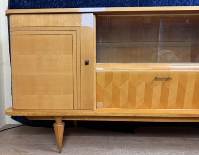 Art Deco enfilade a cache secrète in sycamore and marquetry circa 1950