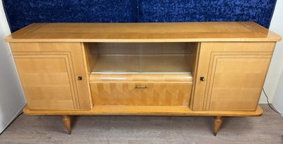 Art Deco enfilade a cache secrète in sycamore and marquetry circa 1950