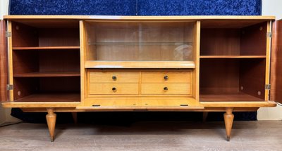 Art Deco enfilade a cache secrète in sycamore and marquetry circa 1950