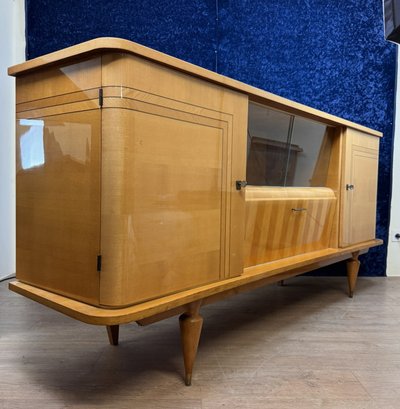 Art Deco enfilade a cache secrète in sycamore and marquetry circa 1950