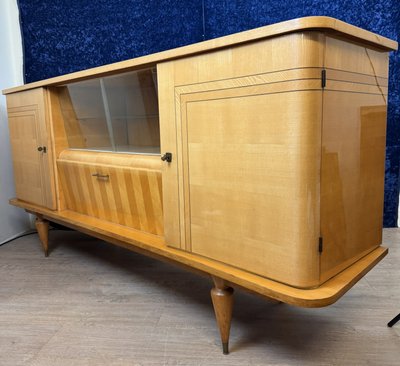 Art Deco enfilade a cache secrète in sycamore and marquetry circa 1950