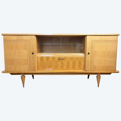 Art Deco enfilade a cache secrète in sycamore and marquetry circa 1950
