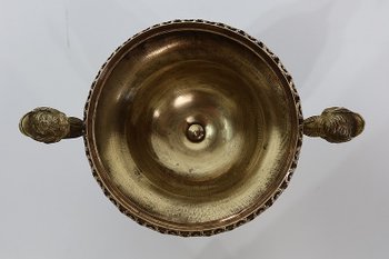 Bronze and porcelain cup with flowered decorations - End of XIXth century