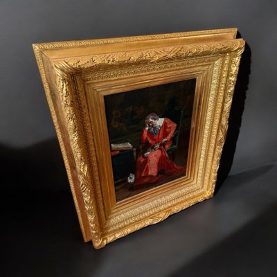 Großes Porträt des Kardinals von Richelieu XIX. Jahrhundert, Öl auf religiöser Leinwand ,MAY, Katzen...