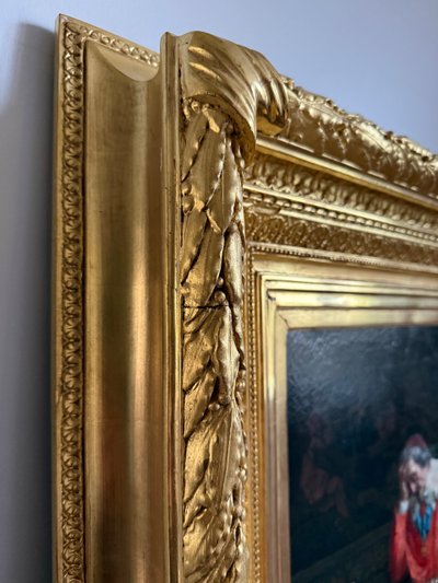 Großes Porträt des Kardinals von Richelieu XIX. Jahrhundert, Öl auf religiöser Leinwand ,MAY, Katzen...