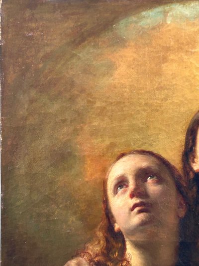 Jan Swerts ( 1820 -1879) Huile Sur Toile « jeunes Femmes En Prières » école Belge Vers 1850 