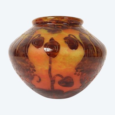 Small Vase Boule Le Verre Français Schneider Campanules Pâte de Verre 20th century