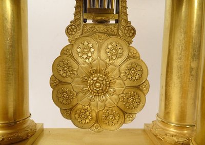 Large Gilded Bronze Portico Regulator Clock Ist Empire Columns 19th century