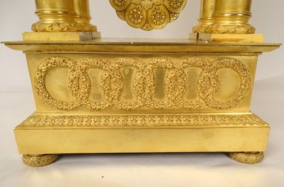 Large Gilded Bronze Portico Regulator Clock Ist Empire Columns 19th century