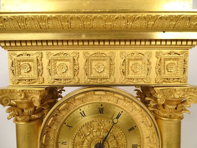 Large Gilded Bronze Portico Regulator Clock Ist Empire Columns 19th century