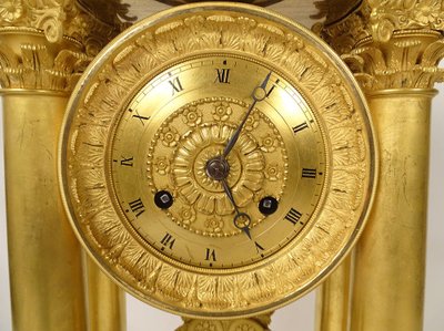 Large Gilded Bronze Portico Regulator Clock Ist Empire Columns 19th century