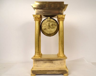 Large Gilded Bronze Portico Regulator Clock Ist Empire Columns 19th century