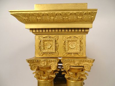 Large Gilded Bronze Portico Regulator Clock Ist Empire Columns 19th century
