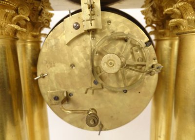 Large Gilded Bronze Portico Regulator Clock Ist Empire Columns 19th century