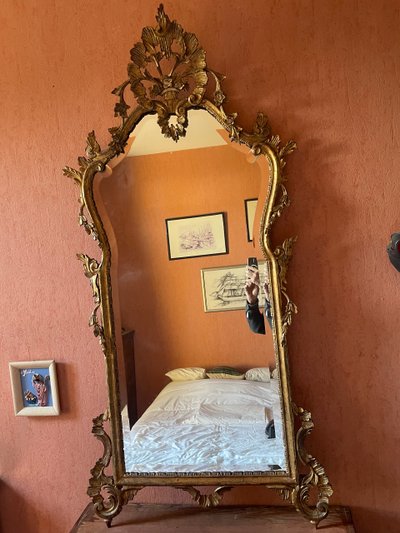 Louis XV Style Italian Gilded Wood Mirror