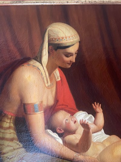 Oil On Canvas Representing The Presentation Of Moses To The Egyptian Court By The Pharaoh's Daughter