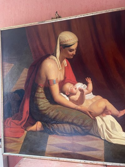 Oil On Canvas Representing The Presentation Of Moses To The Egyptian Court By The Pharaoh's Daughter