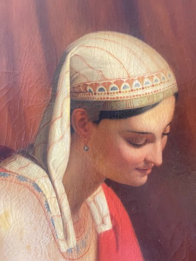 Oil On Canvas Representing The Presentation Of Moses To The Egyptian Court By The Pharaoh's Daughter