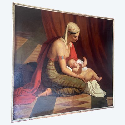 Oil On Canvas Representing The Presentation Of Moses To The Egyptian Court By The Pharaoh's Daughter