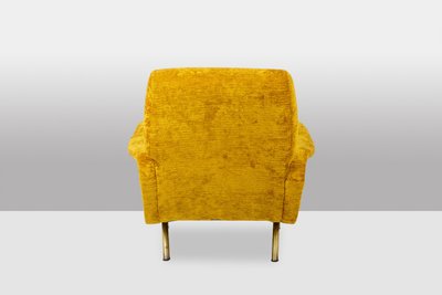 Marco Zanuso pour Artflex. Fauteuils jaune et en laiton doré. Années 1950. LS64333009I