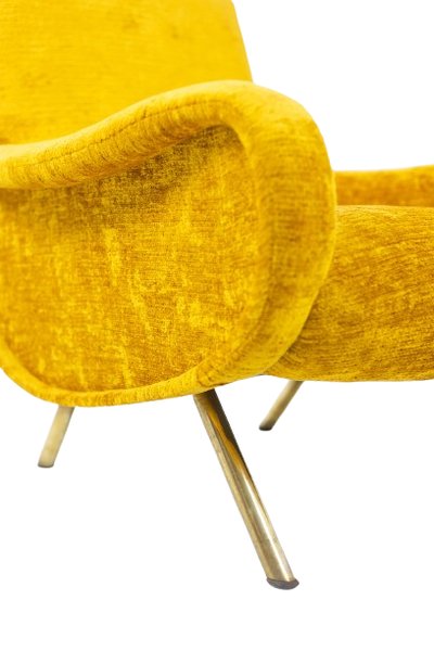 Marco Zanuso pour Artflex. Fauteuils jaune et en laiton doré. Années 1950. LS64333009I