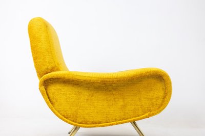 Marco Zanuso pour Artflex. Fauteuils jaune et en laiton doré. Années 1950. LS64333009I