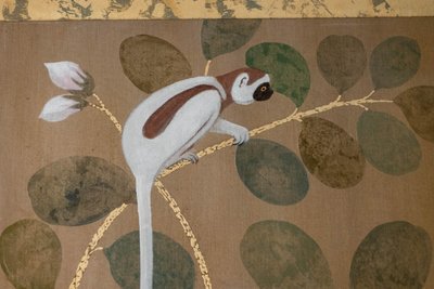 Painted canvas depicting lemurs. Contemporary work. LS6437B1089P