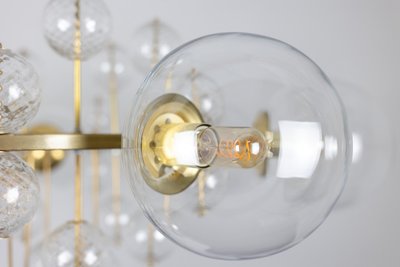 Large gilded brass chandelier with decorative balls. 1970s.LS62621809P