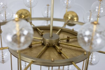Large gilded brass chandelier with decorative balls. 1970s.LS62621809P
