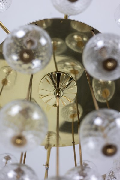 Large gilded brass chandelier with decorative balls. 1970s.LS62621809P