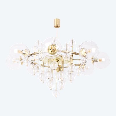 Large gilded brass chandelier with decorative balls. 1970s.LS62621809P