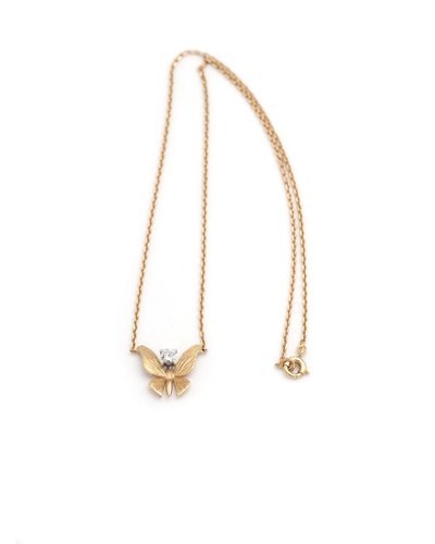 Collier papillon diamant en or 18, insecte, bijou animal, diamant taille brillant