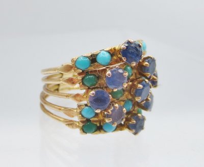 Anello Harem, oro Turchese e topazio blu di Londra.