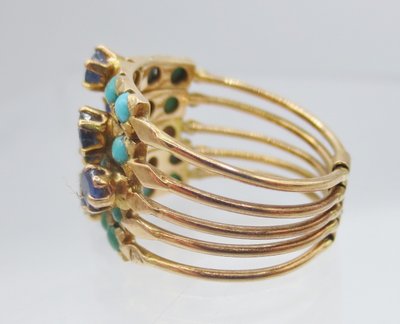 Anello Harem, oro Turchese e topazio blu di Londra.